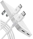 Flat 2-Port USB C Wall Charger, Ultra Slim Dual Power Adapter with Type-C Cable (20W) Fast Charging for iPhone 15, iPhone 16 Pro Max/Samsung Galaxy Models (Folding Prongs)
