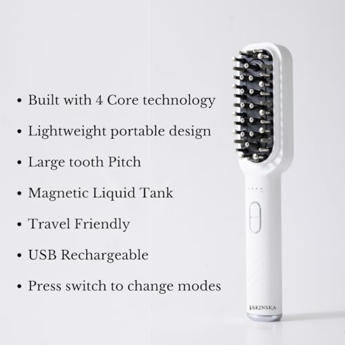 Image of SKINSKA NATURALS TresRich LED Rechargeable Hair Growth Comb, Head Massager with Serum Dispenser, 3-Mode Hair Brush with Red & Purple Light, EMS Vibration for Hair Fall Control & Scalp Therapy Men /Women