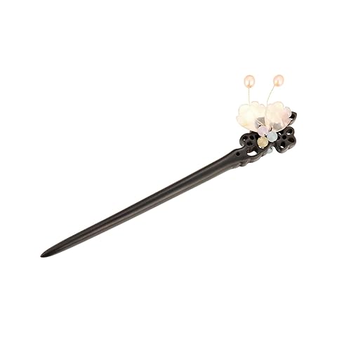 Palillos chinos de 7.08 pulgadas para cabello largo, mariposa, perla, horquilla, bollos japoneses, palillos de madera para el cabello para mujeres,