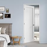 CRUTOP 36' x 80' Prehung Door White Primed Panel Slab Doors with Jamb Kit, Solid Core MDF Interior Door for Bathroom Pantry Laundry, Easy Assemble - Left Handed