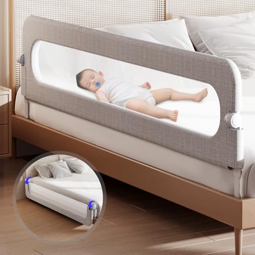 Image of Baby Bed Rails Guard for Toddlers - Toddler Bed Rail for Queen Full King Twin Crib Bunk Size Bed Adjustable Heights & Foldable Bedrail Extra Tall Child Safety Side Railing Guards for Kids(78.7")