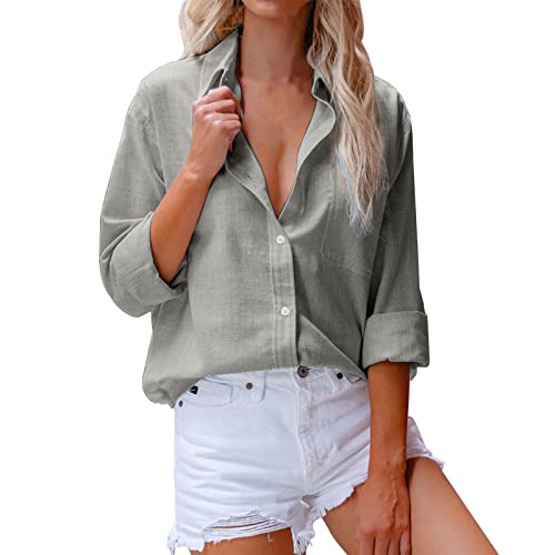 Jingmcdy Sale Blusen & Tuniken für Damen Sommer Einfarbig Kurzarm/Langarm Hemd Reverskragen Button Leinenoberteil aus Baumwollimitat Freizeit Mode Locker Ströme Bequeme Tops Angebote des Tages Heute Jingmcdy Sale Blusen & Tuniken für Damen Sommer Einfarbig Kurzarm/Langarm Hemd Reverskragen Button Leinenoberteil aus Baumwollimitat Freizeit Mode Locker Ströme Bequeme Tops Angebote des Tages Heute