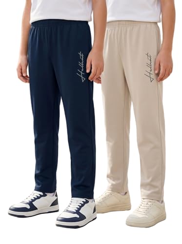 Image of HELLCAT Boys Track Pant Casual Wear | Regular Fit Solid Jogger Style | Cotton Blend Fabric | Comfortable, Play & Sports | Pack of 2