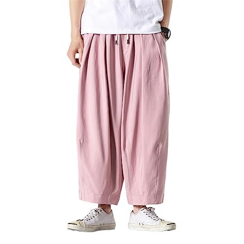 Sarouel pour homme style japonais pantalon grande taille 3XL décontracté rose