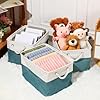 meekoo 8 Pack Collapsible Storage Bins Fabric Storage Bins Polyester Fabric Baskets with Handles Linen Closet Organizer for Shelf Home Closet Towels Toys(15 x 11 x 9.5 in,Cyan White) #3