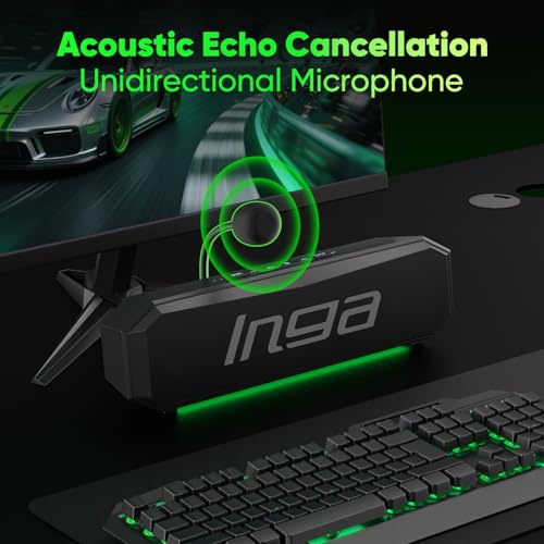 Image of INGA Computer Speakers with Detachable Mic, Plug-and-Play USB Soundbar with Dynamic Lighting, Game /Music Modes, Compatible with PC, Laptop, PS5, Mac (9.8)