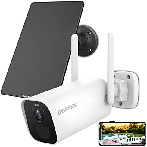 {Upgraded Dual Antenna &Two-Way Audio} 2K Wireless Solar Security Camera, 3.0MP Outdoor Wi-Fi Rechargeable Battery Security Surveillance Camera with Solar Panel, Wire Free, AI Detection, Night Vision