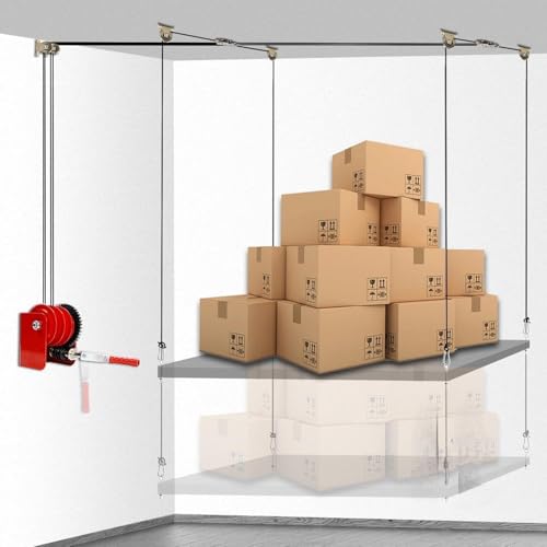 Heavy-Duty Overhead Garage Storage Lift Hoist, Without Deck | Ceiling Mounted Garage Storage Lift System for Organization