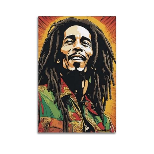 BAPINGM Póster artístico de Bob Marley para decoración de habitación, lienzo estético para decoración de dormitorio, 30 x 45 cm, estilo sin marco