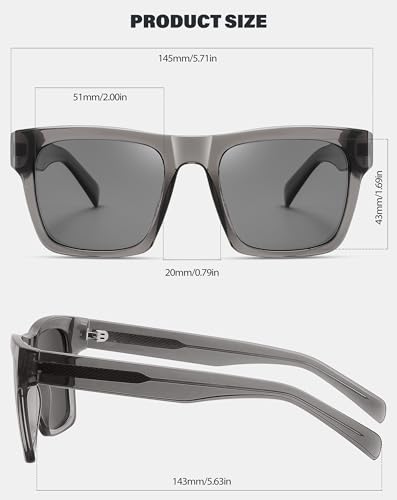 Image of Joopin Acetate Square Sunglasses Men Polarized UV400 Protection Trendy Oversized Sun Glasses Retro Shades Women