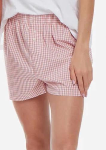 Image of Yuemengxuan Y2k Plaid Shorts Baggy Boxer Shorts for Women Elastic Waist Casual Lounge Bottom Gingham Pajama Shorts Sleepwear