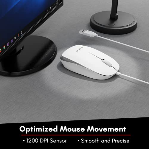 Macally Usb Wired Mouse For Mac And Windows - Simple 3 Button Corded Computer Mouse Wired, Scroll Wheel Layout With Long Wire Cord - Plug And Play Usb Mouse Wired For Laptop, Pc Desktop, Notebook #TOP4