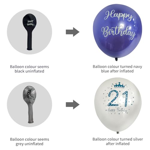 Boys 21st Birthday Decorations Blue Silver 21st Decorations for Boys Navy Silver Happy 21st Birthday Decorations for Him by Wonsta - Image 6