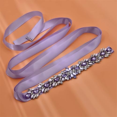 Rhinestone Bridal Wedding Accessory, Women's Evening Dress Belt, Purple Applique Belt3