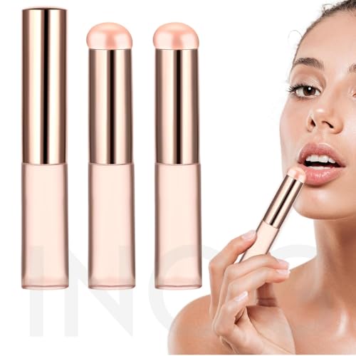 Image of INOG 2pcs Silicone LipBrush LipApplicator with Cap Elastic Silicone LipBalm Applicator Reusable LipMask Applicator LipSmudge Brush for Lipstick LipGloss LipTint LipMask LipMakeup Brush(Rose Pink)
