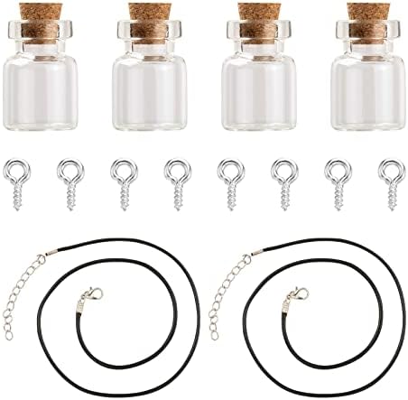 PandaHall 10pcs Mini Empty Clear Glass Wishing Bottles Vials with Cork, Clear Tampions Glass Jar, Glass Bottles Bead Containers, Wedding Favor, Transparent Jewelry Storage Containers, About 22x40mm
