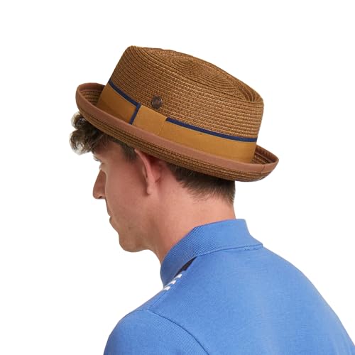 DASMARCA Mens Summer Pork Pie Straw Hat (US, Alpha, X-Large, Spice)