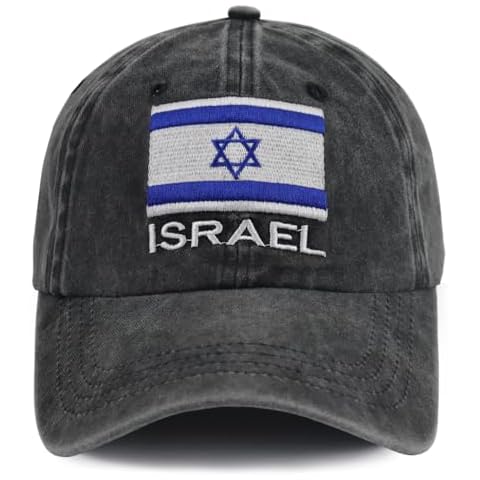 Israel Hats for Men Women, Fathers Day Retirement Christmas Birthday Gifts for Dad Grandpa Husband Uncle, Adjustable Cotton Israel Flag Army Military Baseball Cap Cover