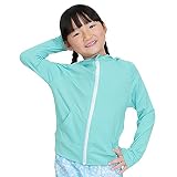 [HEAZEL] ヘーゼル キッズ ラッシュガード パーカー フード UVカット ジップ 長袖 水着 男の子 女の子 UPF50+ 杢グリーン 80サイズ