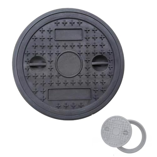 WANGCEPLSD Arqueta de Fosa Séptica Redondas, Tapa para Peatones de Registro con Asa para Parques, Patios, Aceras, Carga 300 Kg, Doble Asa, PE