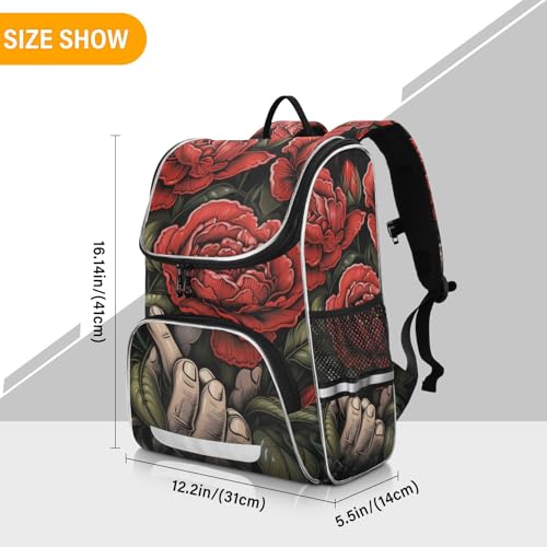 Mochila escolar de calavera de azúcar reflectante para excursiones y portátil 3