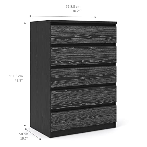 Tvilum Scottsdale 5 Drawer Chest, Black Wood Grain #TOP2
