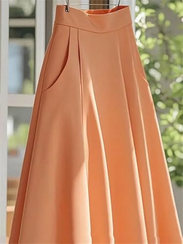 Womens French Style Vintage Loose A-Line Skirt Summer High Waisted Casual Party Skirt4