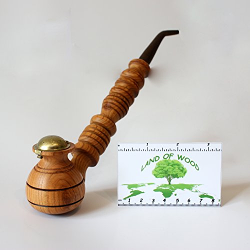 Handmade Wooden Smoking Pipe Metal Bowl Cover Tobacco (Amber)