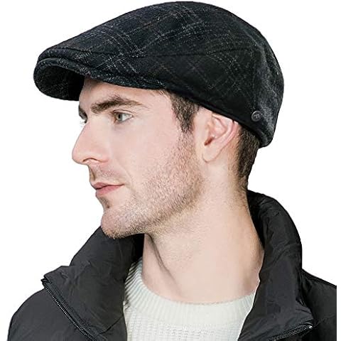 Fancet Winter Mens Earflaps Trapper Flat Cap Irish Gatsby Duckbill Ivy Cap Golf Driving Shooting Hat with Ear Flaps Cotton Lined Coffee Adjustable M Cover