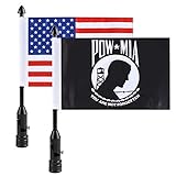 Flag Mount For Motorcycle - Fold Down 90°Motorcycle Flag Pole Holder and American Flag 6x9 for Harley Davidson Road King Touring Spring Honda Goldwing Fit 1/2'' Tubular Luggage Rack, Black