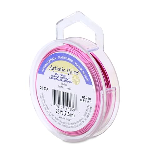 Image of Artistic Wire, 20 Gauge Silver Plated Tarnish Resistant Colored Copper Craft Wire, Fuchsia 25 ft