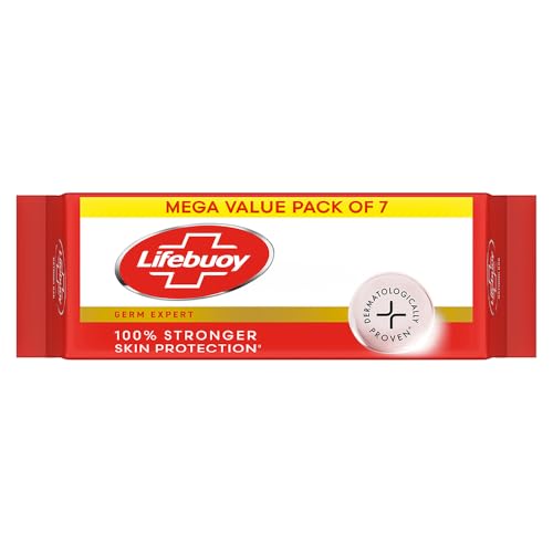 Lifebuoy Total10 Germ Protection Bathing Soap, Protects Your Skin from Viruses & Other Harmful Germs Using Activ Silver Shield Formula, Combo Offer (125 g x 7)
