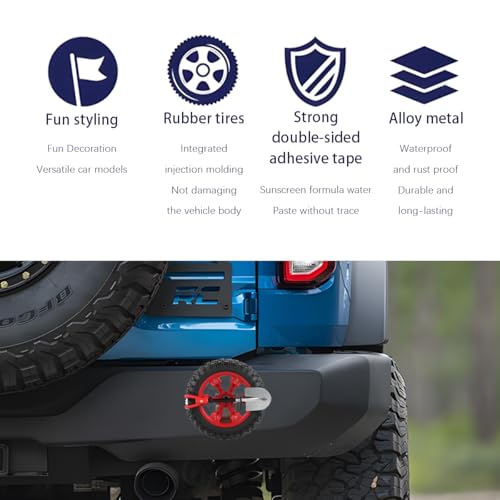 Image of HZEL Car Emblem, 3D Mini Small Tire & Shovel Motorcycle Badge, Self-Adhesive Stylish Automotive Exterior Body Badge Emblem Decoration Accessories, Universal for SUV, Motorbike, Off-Road (Red)