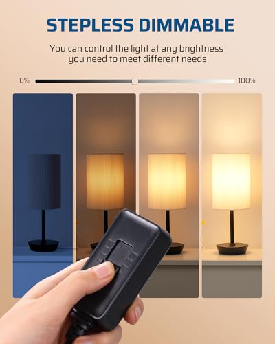 Image of DEWENWILS Plug in Dimmer Switch for Lamp, Full Range Control, Black | Slide Control, 5FT Extension Cord Dimmer for Dimmable LED /CFL Lights and Incandescent Bulbs, Fits Living Room, Bedroom, Study