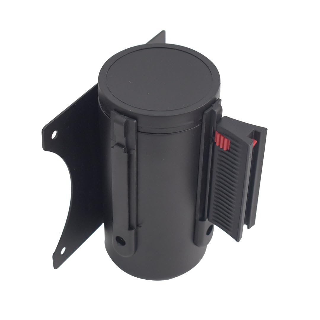 Danieli Store | Barrera de Pared Metálica de 3 Metros con Cinta y Clip Receptor | Barandilla Extensible con Cinta Retráctil | Barrera de Seguridad con Montaje a Pared (ROJO)