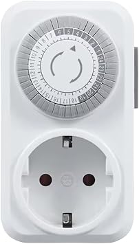 Timer Switch, 24 Hour Cycle Switch, Mechanical Timer, Automatic Shut-off with Overload Protection, EU Plug, High Power, 16A