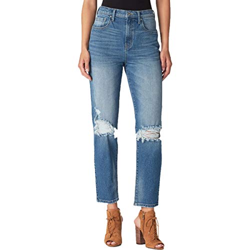 Jessica Simpson Women's Infinite High Rise Slim Straight Leg Jean, Raleigh/Destruction, 26 Regular