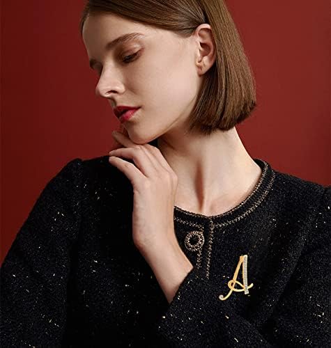 A-Z Lette Brooch 26 Initial Pins Gold Plated Metal Brooches - Clear Crystal Rhinestone Brooch Breastpin for Women - Image 4