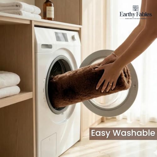 Image of Earthy Fables Plush Microfiber Bath Mat, Quick Dry, Anti-Skid, Water Absorbent, Non-Slip, Machine Washable Floor Rug, Shower Mat, Door Mat for Bathroom, Bedroom, 75 x 45 cm - Brown