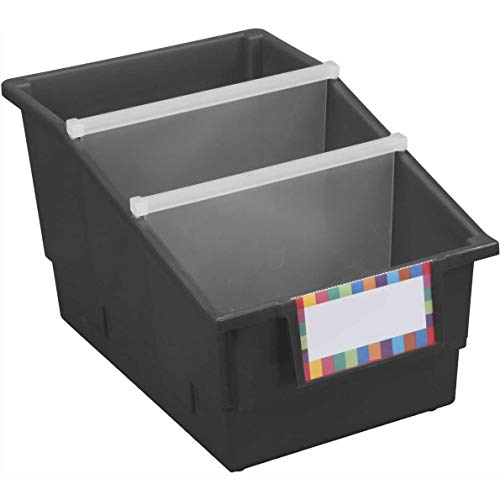 Image of Really Good Stuff Black Chapter Book Classroom Library Bins with Dividers