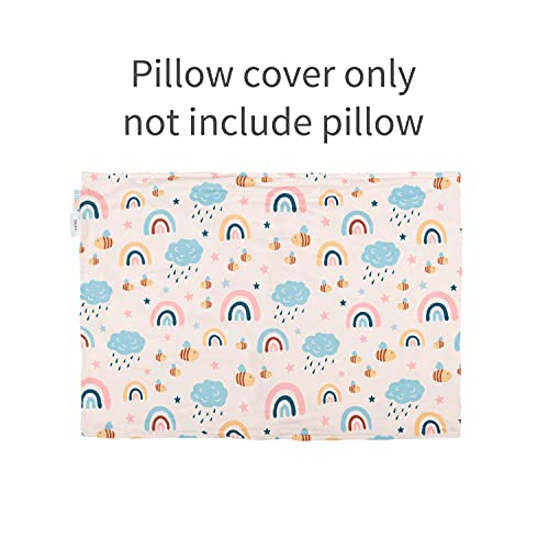 Image of ALVABABY Toddler Pillowcases Fits 13 x 18,12x 16 Kids Pillow, 2 Pack Stretchy Soft Baby Pillow Cover Envelope Kids Pillowcases for Boys Girls Rainbow 2TPE04