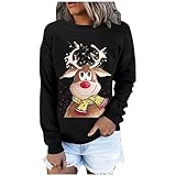 KEIZHUONIQIU Weihnachtspullover Damen Lustig Weihnachten Lässige Lustig Rentier Weihnachten Kaffeetasse Plaid Hoodies Sweatshirt Damen Casual Herbst Langarm Sweatshirt Button Down Leichte Bluse