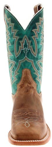 Justin Boots Womens Kenedy Calf Square Toe Casual Boots Mid Calf Low Heel 1-2" - Brown, Green - Size 7 B #TOP1