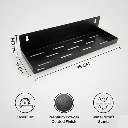 Image of Iron Wall Shelf | Laser Cut Metal Wall Mounted Floating Shelf for Living Room, Bedroom & Office | Wall Shelves for Storage & Decor (Pack of 1) - Made in India