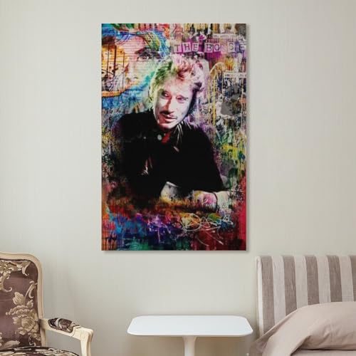 Impression sur toile colorée Johnny Hallyday pour salon pop art SECOLI - 7