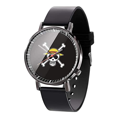GSMSZN Anime , One Piece Series , Étanche Analogique Quartz Montre en Acier Inoxydable Bracelet en Cuir Montre Mode Montre Unisexe Garçon Fille Cadeau Cover
