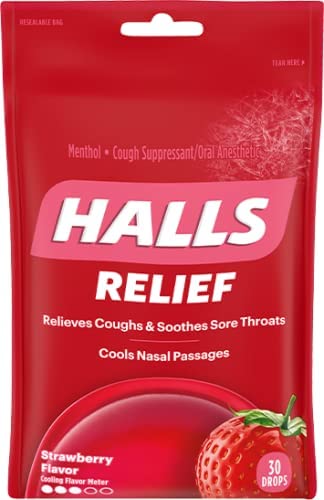 CADBURY ADAMS USA Halls Strawberry, 0.2900-Ounce Boxes (Pack of 48)