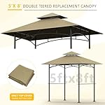 Grill Gazebo Replacement Canopy Top, 5'x8' Top Double Tiered Replacement Canopy Roof, Grill Shelter Cover Roof Fit for Gazebo Model L-GG001PST-F (Khaki) - Image 5