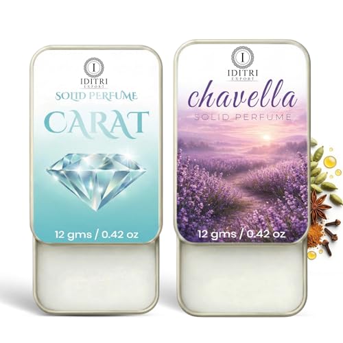 Image of Solid Perfume |Carat&Chavella Alcohol Free Wax Perfume Balm, Long Lasting | Pocket Tin 12g, Pack Of 2| Non Greasy Smooth Glide, Travel Friendly Men And Women