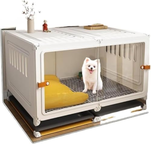 犬用クレート 独立したトイレ付き 両側に分かれた広いリビングエリア 中空デザインで通気性が良く 足の詰まりを防ぎます 犬用クレート 小型犬用クレート プラスチック素材でお手入れが簡単 テディ ビションフリーゼ ポメラニアン その他の小型犬に適しています (